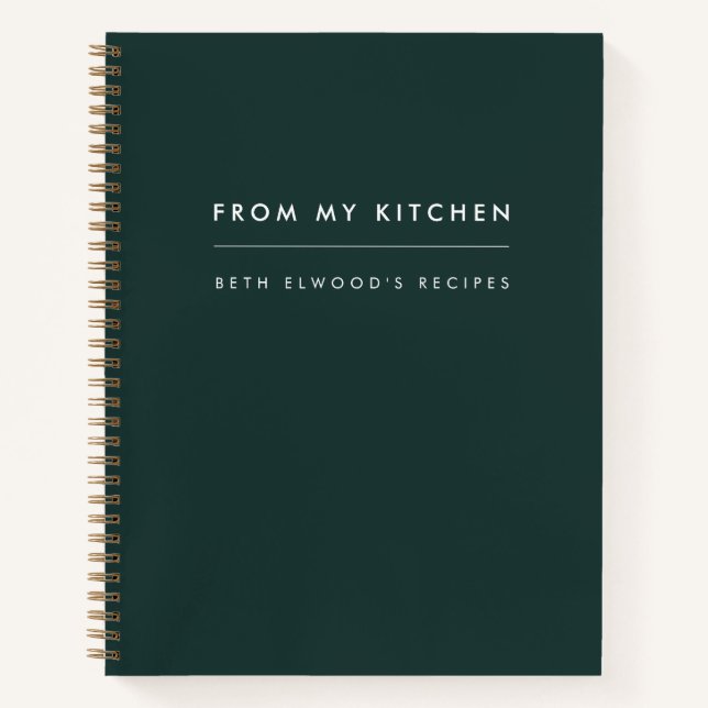 Carnet Recettes | Vert foncé tendance moderne de ma cuisi (Devant)