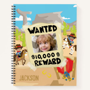 Carnet Recherché Cowboy avec photo et nom, Petit Garçon