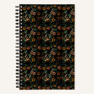 Carnet Récolte sombre d'automne – citrouilles, blé tourne