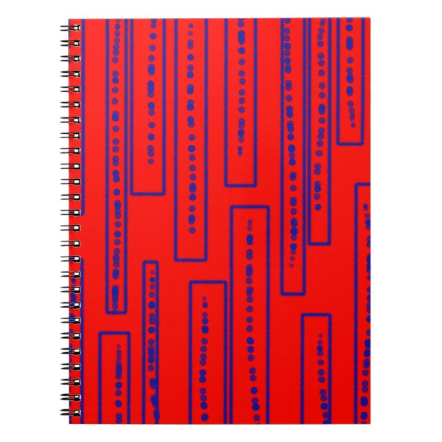 Carnet rectangles bleus sur rouge (Devant)