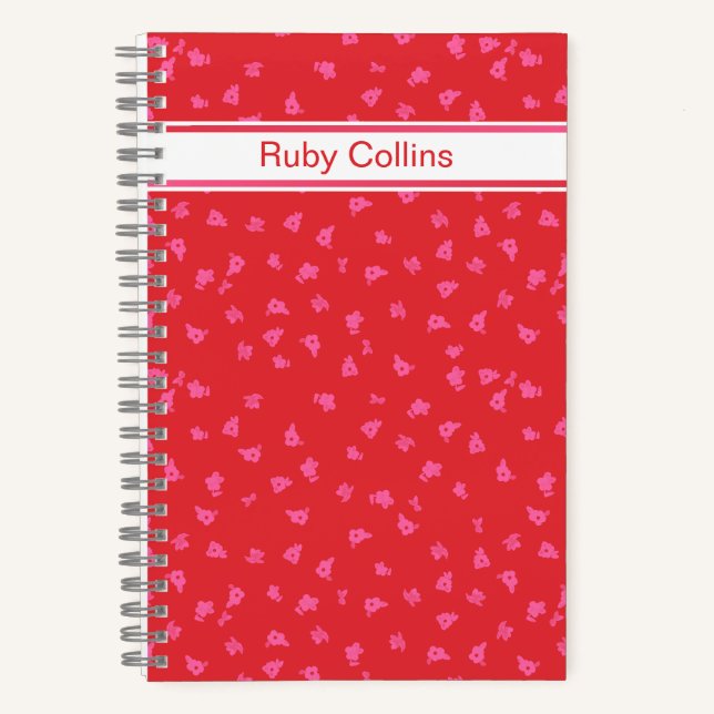Carnet Red and Pink Ditsy Floral Notebook (Recto)