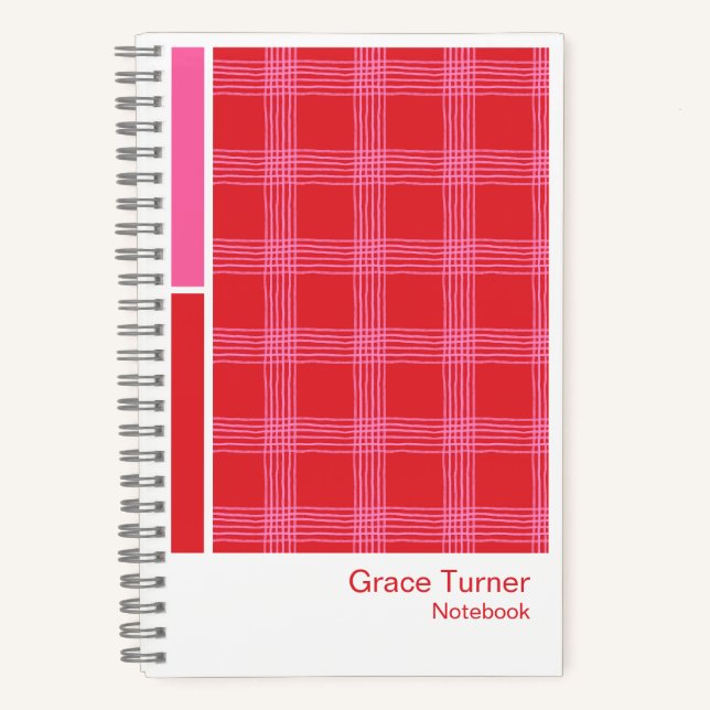 Carnet Red and Pink Illustrated Plaid Vertical Palette (Recto)