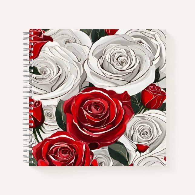 Carnet Red and White Rose Beauty (Devant)