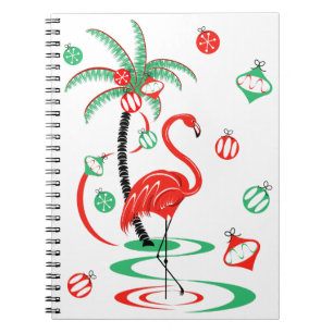 Carnet Red Christmas Flamingo Baubles notebook