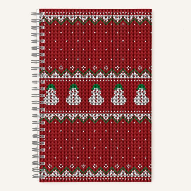 Carnet Red Christmas Knit Apple Pattern | Winter Holiday (Recto)
