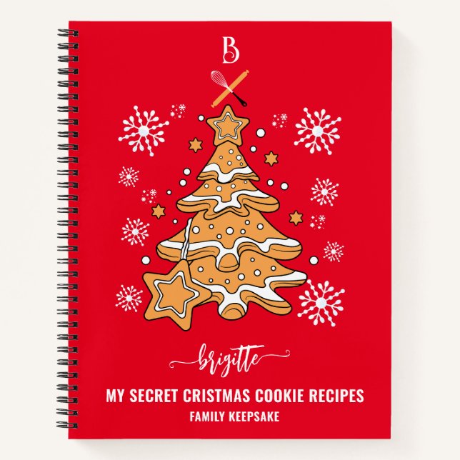 Carnet Red Christmas Tree Cookie Baking Crew Snowflakes (Devant)