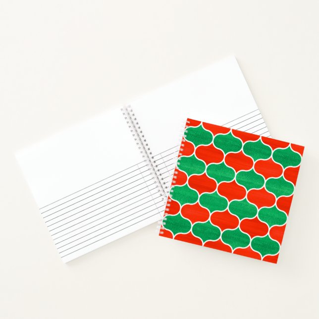 Carnet Red Green Christmas Ogee Motif croquis Notes (Intérieur)