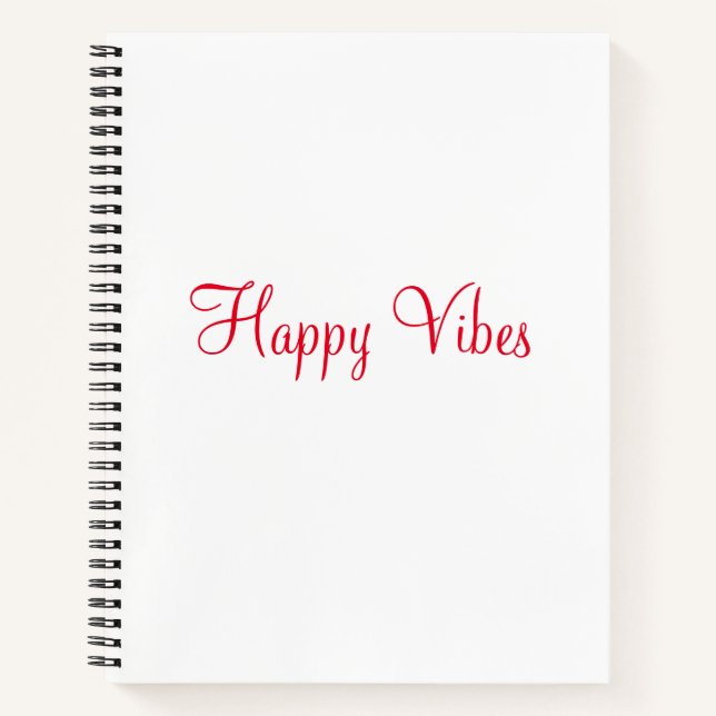Carnet Red happy vibes vacances simple minimum calligraph (Devant)