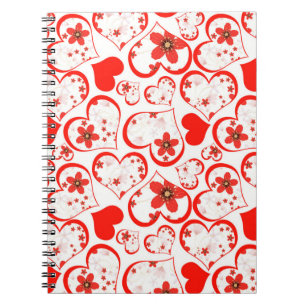 Carnet Red Hearts and flowers on a white