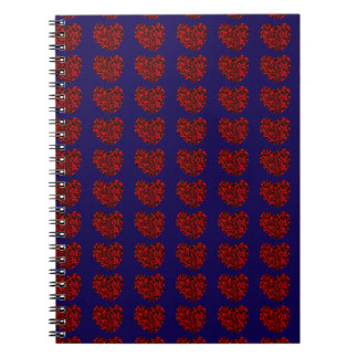 Carnet Red Hearts on Blue Spiral Notebook