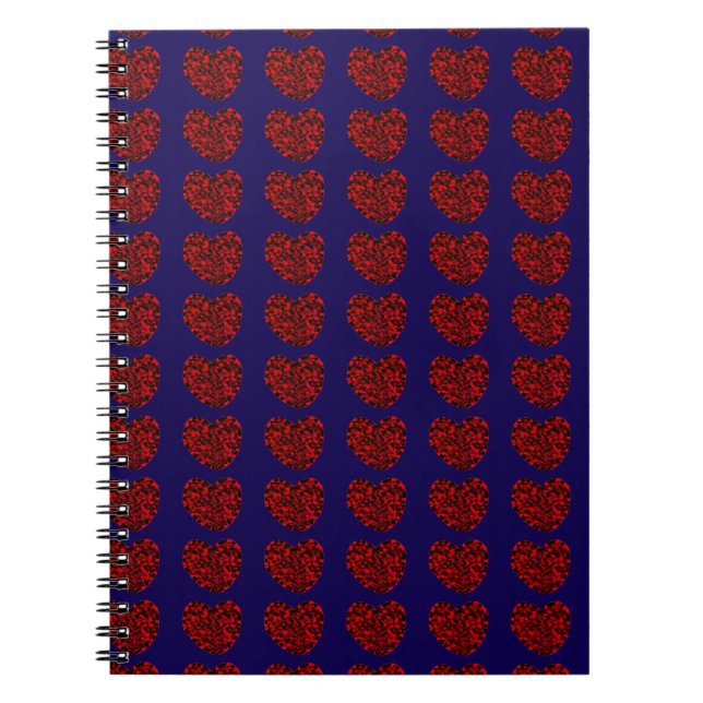 Carnet Red Hearts on Blue Spiral Notebook (Devant)