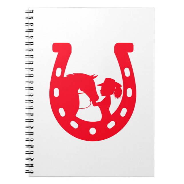 Carnet Red Horseshoe Girl and Horse (Devant)