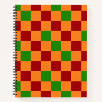 Carnet Red Orange Green Checkered Pattern Design 