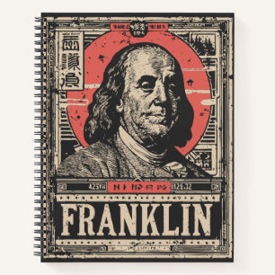 Carnet Red Sun Benjamin Franklin   American Icon Portrait