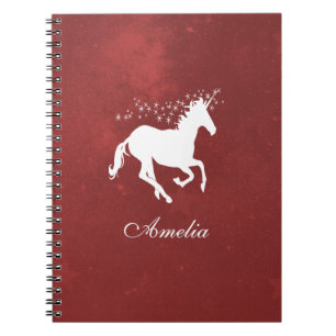 Carnet Red Unicorn Personalized Notebook
