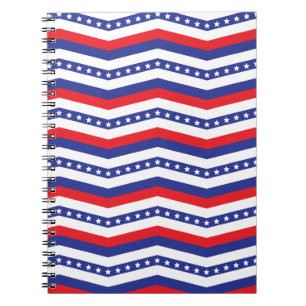 Carnet Red White and Blue Stars and Stripes Chevron