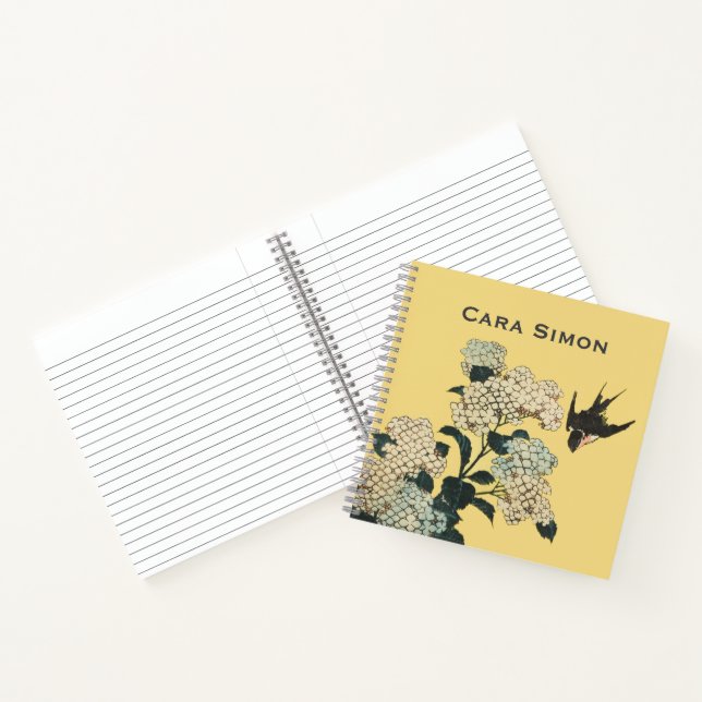 Carnet Red winged Blackbird flying among flowers yellow  (Intérieur)