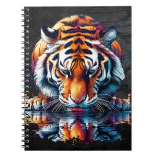 Carnet Réflexion du tigre buvant de l'eau