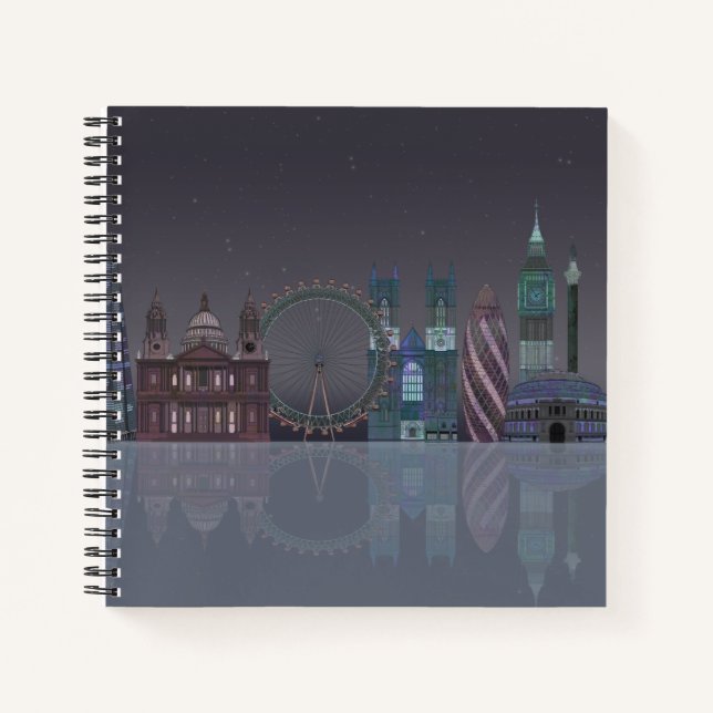 Carnet Réflexions de la nuit Londres Skyline (Devant)