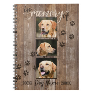 Carnet Regard du bois rustique commémoratif de chien fai