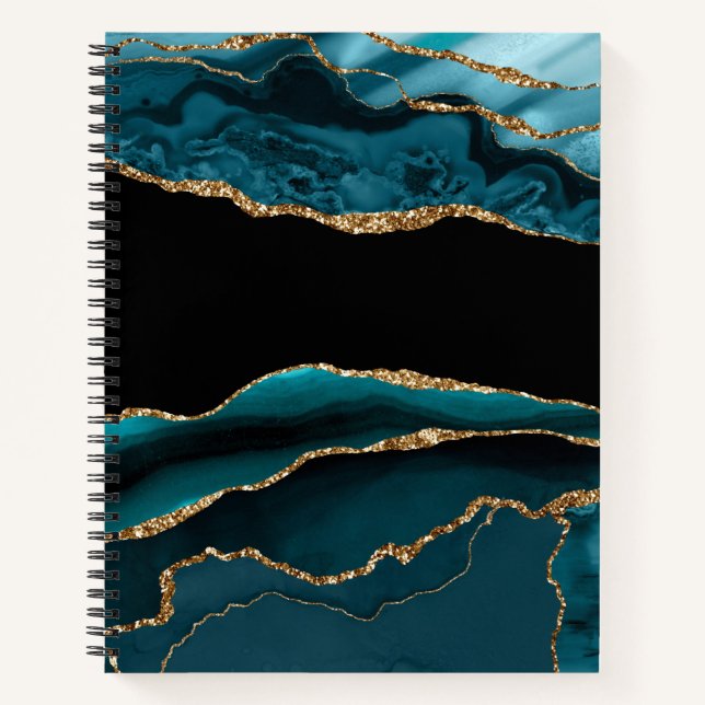 Carnet REGARDE turquoise D'OR NOIR (Devant)