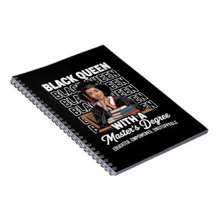Carnet Reine Noire Diplômée Master Éduquée 