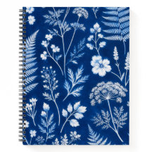 Carnet Relié Collège Floral Botanique Bleu