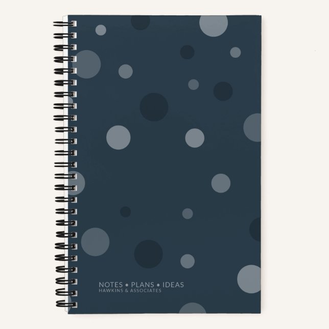 Carnet Reliure spirale à pois pop bleu marine (Recto)