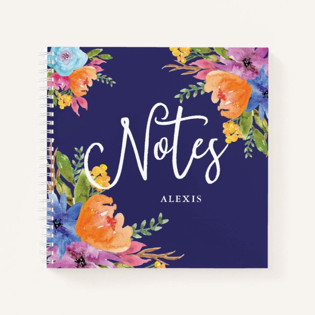 Carnet Remarques visuelles | Bouquet floral aquarelle (Devant)