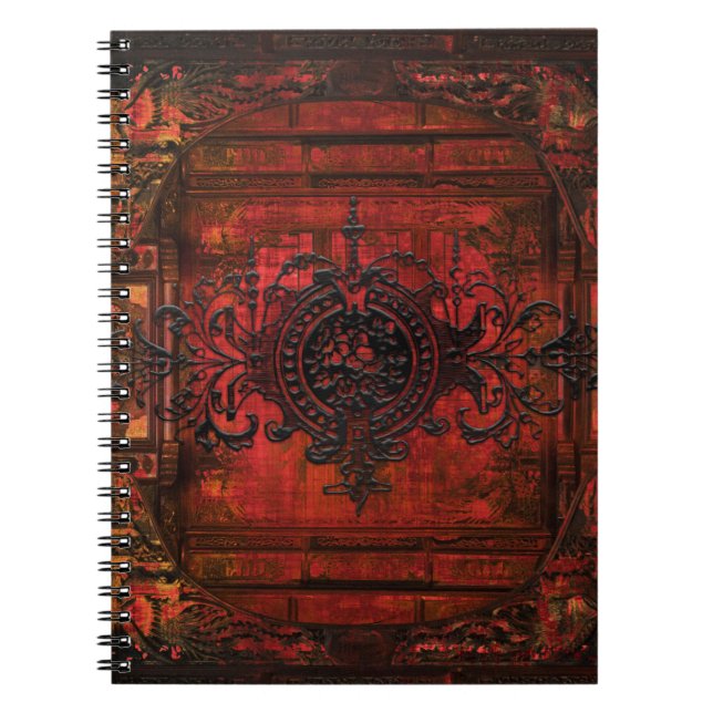 Carnet Renaissance gothique Rouge Faux Cuir Ancien Tome (Devant)