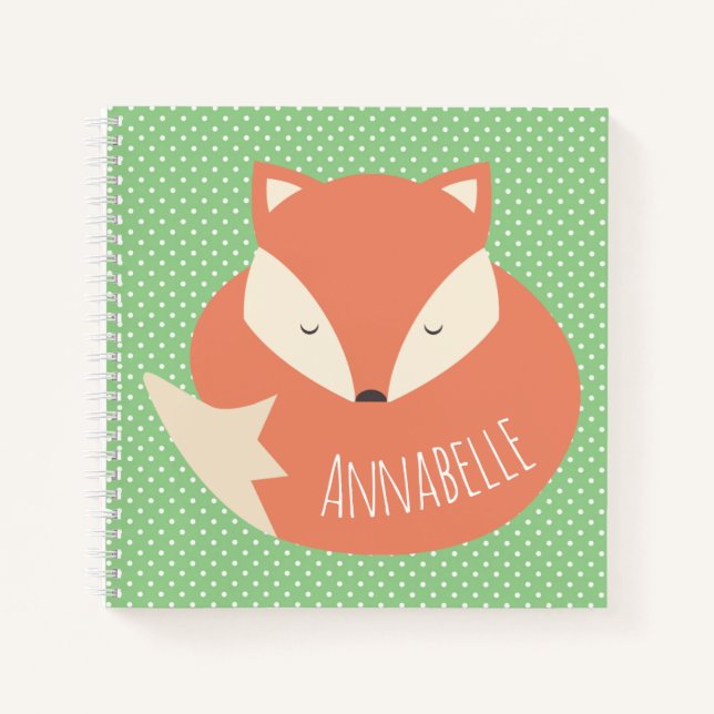 Carnet Renard dormant mignon et points (Devant)