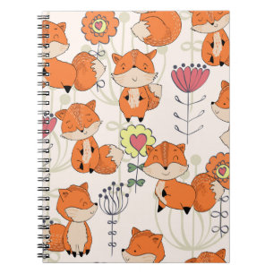 Carnet Renard, fleurs : motif vintage dessiné à la main