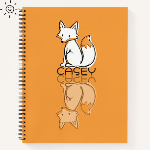 Carnet Renard orange mignon réflexion Doodle Nom personna
