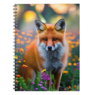 Carnet Renard rouge dans le champ de Fleur sauvage