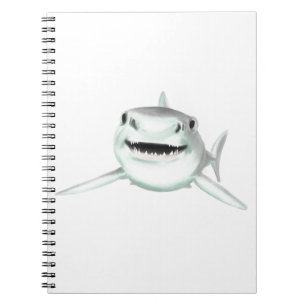 Carnet requin aquarelle souriant gris vert océan animal