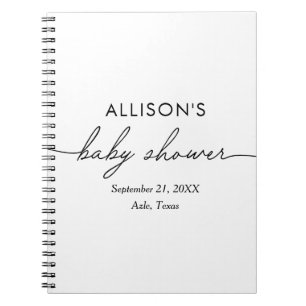 Carnet Réservé minimaliste aux Baby showers noir et blanc