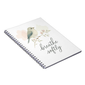Carnet Respirez doucement Oiseau à l'aquarelle minimalist