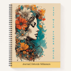 Carnet Reste Sauvage Enfant Fleur   Portrait Floral Bohèm
