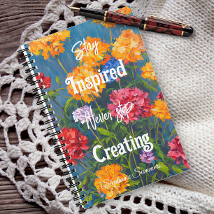 Carnet Restez Inspiré Ne jamais arrêter Fleur d'Œillet Ad