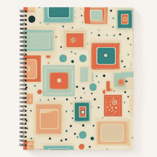 Carnet Résumé Abstrait Bleu Sarcelle Orange Milieu de Siè