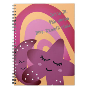 Carnet Retour à l'école Joyeux sourire Star Moon Rainbow
