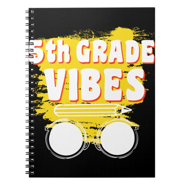 Carnet Retour à l'école T-shirt 5e année Vibes Chemise Pr (Devant)