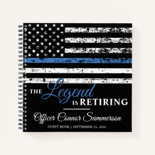 Carnet Retraite de la police Mince ligne bleue Drapeau in