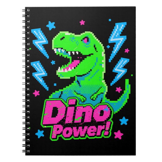 Carnet Retro Arcade Dino Power Pixel T-Rex (Devant)