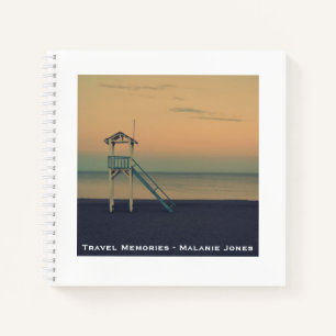Carnet Retro Beach Tower Sunset Voyage personnalisé