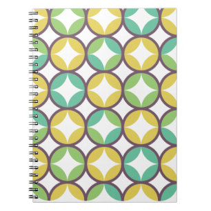 Carnet Retro Diamond dans Circle Pattern Blue Green Gold