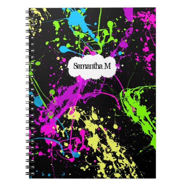 Carnet Rétro éclaboussure au néon fraîche de peinture sur (Devant)
