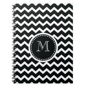 Carnet Rétro élégance de zigzag noir et blanc de Chevron