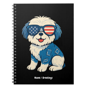 Carnet Retro Funny Denim Patch mignonette chien animal de
