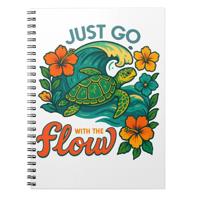 Carnet Retro Funny Turtle Shell Oui C'Est L'Été (Devant)